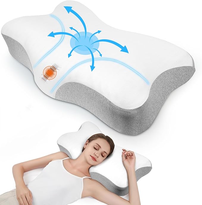 Cervical Pillow for Neck Pain Relief,Memory Foam Ergonomic Neck Support Pillow for Side Back&Stomach Sleepers with Pillowcase,Contour Best Bed Anti-Snoring Pillows for Sleeping