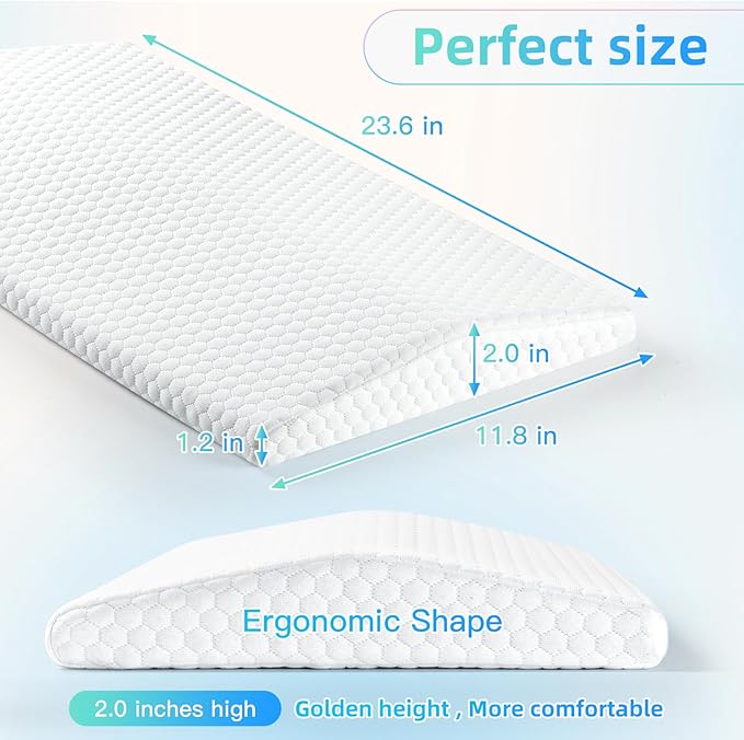 Memory Foam Lumbar Support Pillow for Back Pain Relief - Ergonomic Triangle Wedge Bolster Cushion for Spine Alignment - Waist Pillow for Side, Back, and Stomach Sleepers - Ideal Gift (White)