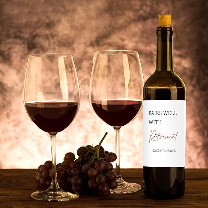 24 Pcs Funny Retirement Wine Labels Retirement Wine Bottle Labels Retirement Wine Labels for Bottles Pairs Well with Retirement Wine Bottle Stickers Retirement Gifts for Women Men