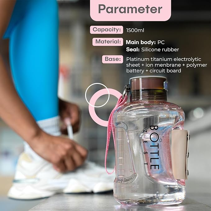 50oz | 1.5L Hydrogen Water Bottle Generator | Latest 2024 SPE PEM Technology | Leakproof | Sports Bottle Jug and Handle | Tritan BPA Free Plastic (Pink)