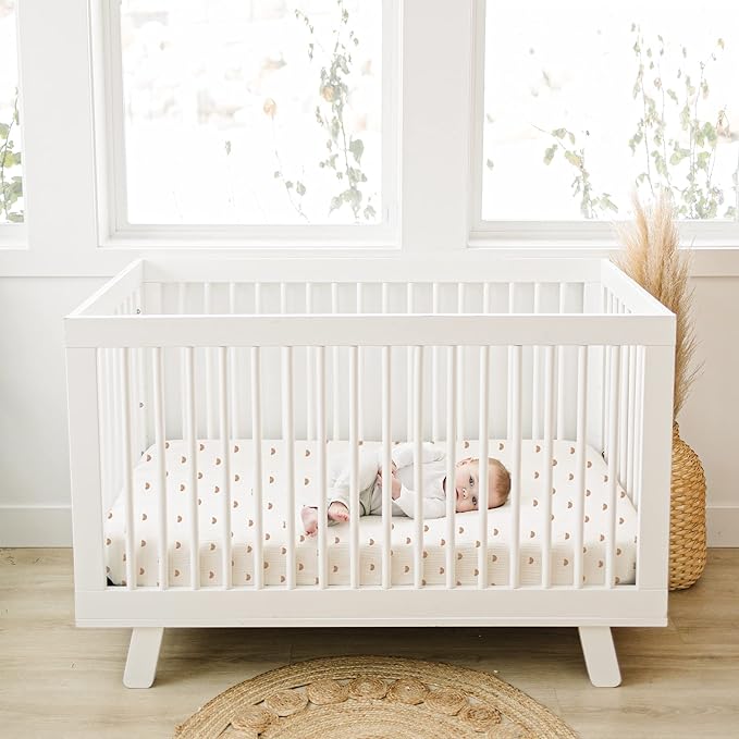 Konssy Muslin Fitted Crib Sheets 100% Cotton Baby Crib Sheets for Standard Crib Mattress (28 X 52 Inches), Soft and Breathable for Boy, Girl (Rainbow)