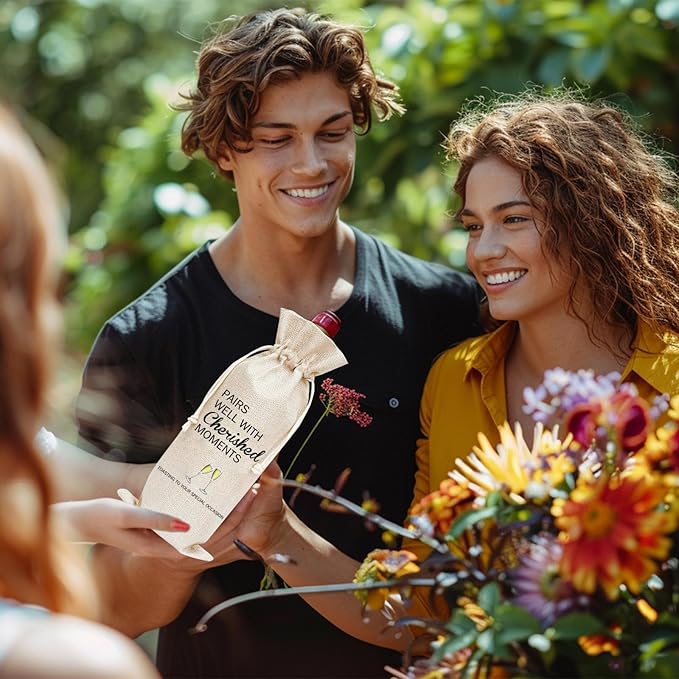 comfit Wedding Engagement Wine Gift Bag - Bridal Shower Gifts for Fiancee, Gifts for Mr and Mrs, Anniversary, Birthday, Graduation