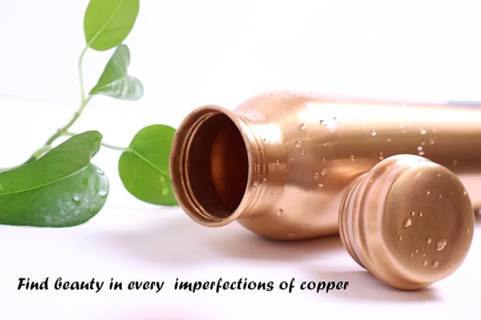 Premium Copper Water Bottle 34 OZ with Ayurvedic benefits and Aesthetic- Promotes Health-Leak Proof Lid-Smooth Finish-Travel Friendly-Yoga-Sports water bottle-Daily Use