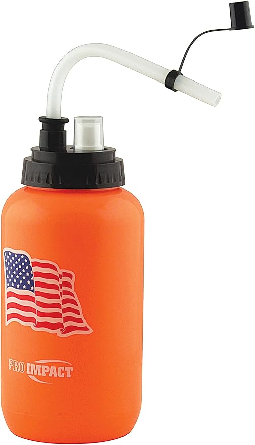 Pro Impact Squeezable Water Bottle with Bendable Long Straw and Spray cap - LDPE BPA Free Plastic - Hydration for Baseball Hockey Gym MMA Yoga Boxing Cycling Softball Football Lacrosse (35.5 Oz.)