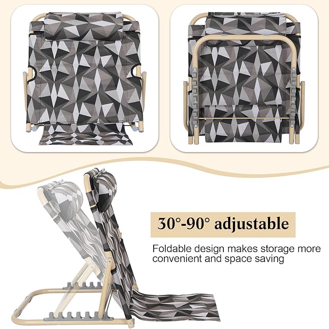 Lifting Bed Backrest Portable Folding Adjustable Sit up Back Rest Multifunction Chair for Bed Change Angle of Backrest for Elderly Patients Back Neck Lumbar Support (Mixed Color,23.6 Inch)