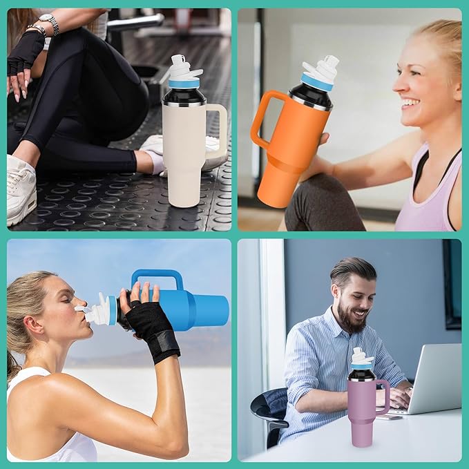 Bottle Adapter for Stanley Cup 40oz to Cirkul, Lid Cap Converter Accessories, Cirkul Stanley Adapter BPA Free Plastic, Food Grade Silicone Fits for 40 oz Stanley Water Bottles(Black)