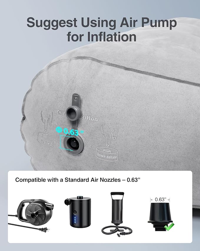 Luxtude Inflatable Wedge Pillow for Sleep Apnea, Travel Wedge Pillow for Back Pain Relief, Knee Leg Elevation Pillow, Inflatable Bed Wedge Pillow for Sleeping, Back Support Pillow for Sitting Up