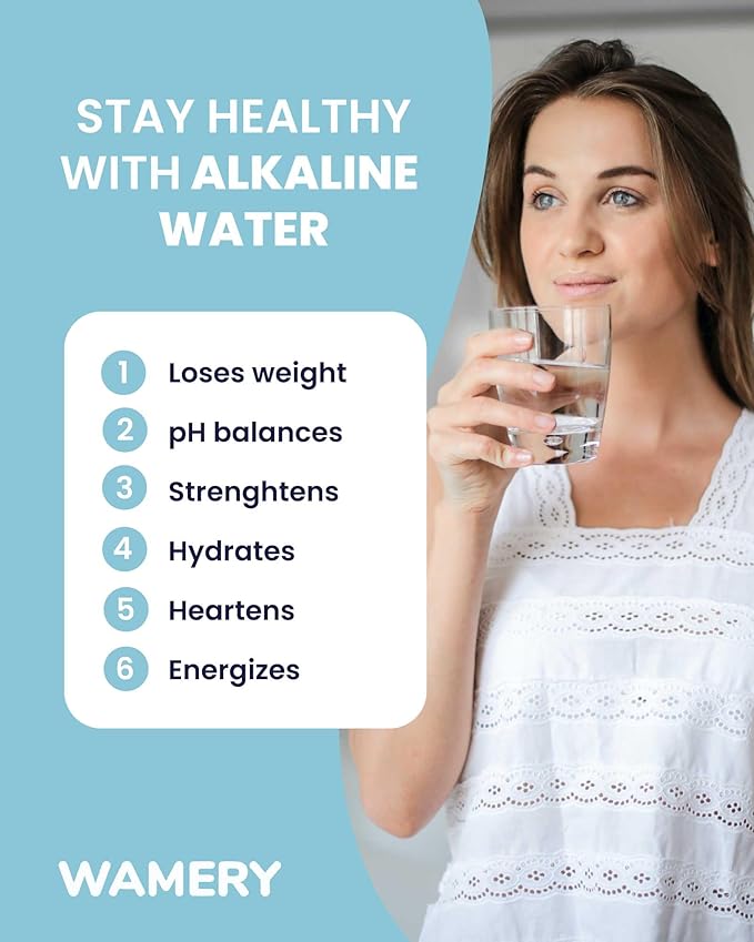 Alkaline Water Filter Pitcher 8 Cup, Free Filter Cartridge Included, Increases Water pH, Removes Lead, Chlorine, Copper. Fast Filtration, Water Purifier Pitcher