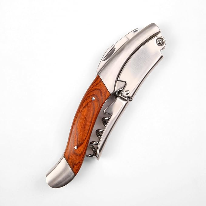 Semecca® Corkscrew Wine Opener, Waiter's Corkscrew, Double Stage, The perfect Wine Opener and Wine key, Wine Bottle Shaped Wooden Box, Gift for Wine Lovers (Rosewood)