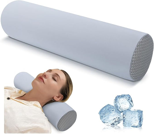 Cervical Neck Pillow Cooling Roll Memory Foam Support Round Pillows for Pain Relief Sleeping, Bed, Legs, Back and Yoga 17 x 4.5 Inches