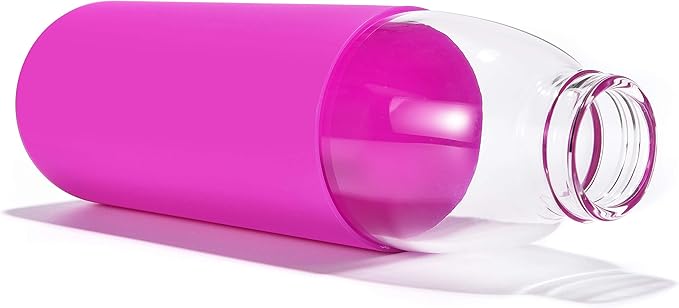 veegoal Glass Water Bottles 18 Oz Borosilicate with Bamboo Lid, BPA-FREE, Non-Slip Silicone Sleeve, and Stainless Steel Leak Proof Lid - Glass Water Bottle for Men and Women