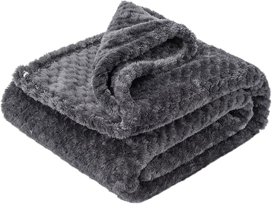 Fuzzy Blanket or Fluffy Blanket for Baby Girl or boy, Soft Warm Cozy Coral Fleece Toddler, Infant or Newborn Receiving Blanket for Crib, Stroller, Travel, Decorative (40Wx60L, M-Dark Grey)