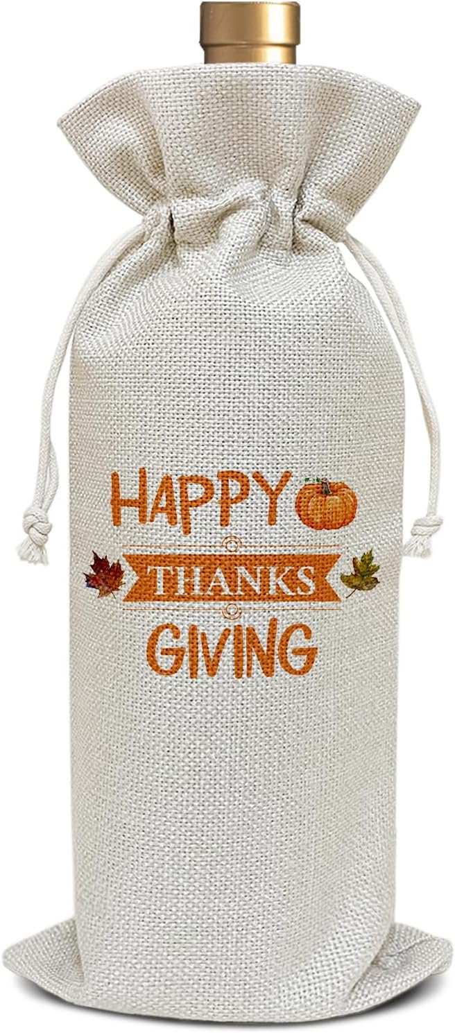 Thanksgiving Wine Bag, Thanksgiving Birthday Gifts for Friends Women Men Son Dad Sister Mom Coworker, Fall Autumn Harvest Holiday Party Favor Wine Bag Decoration Supplies /35