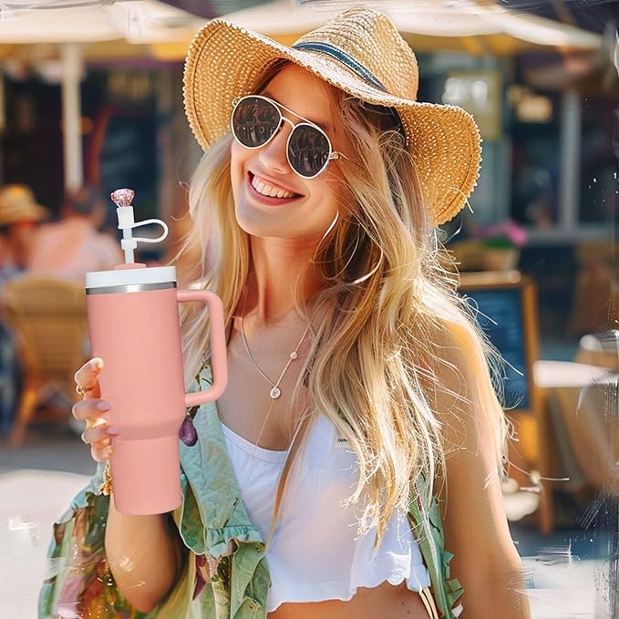 Mity rain 6pcs Diamond Straw Topper for Stanley Cup, Straw Cover for Stanley Cup 40/30 Oz Accessories, Reusable Straw Topper for Simple Modern Tumblers Colorful Straw Decor