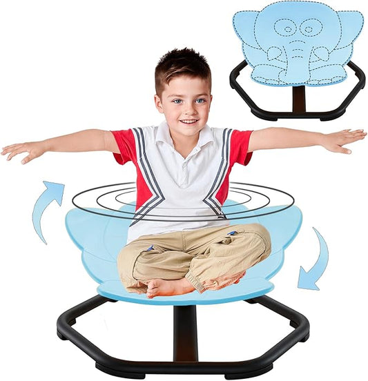Spinning Chair for Autistic Kids Sit and Spin Chair for Kids Swivel Sensory Chair Elephant Spinning Seat Autism Sensory Chair Items for Sensory Room Training Balance Body Coordination