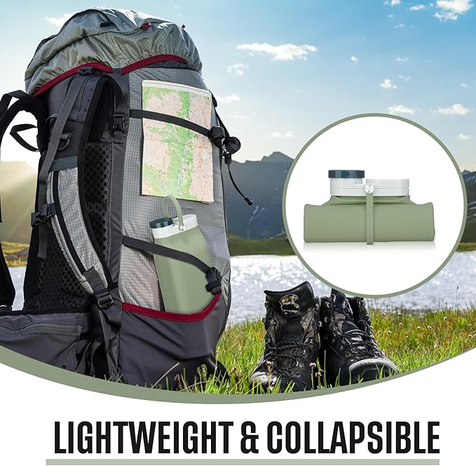 Ctosree 3 Pcs Collapsible Water Bottles 20 oz Foldable Portable Silicone Water Bottle Leak Proof Travel Water Bottle Lightweight Folding Water Bottle for Sports Traveling Hiking