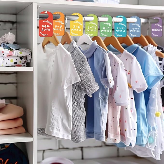 CRASPIRE 10Pcs Leaf Wood Baby Wardrobe Dividers Colourful Nursery Decor from Newborn to 36 Month Hanger Seperaters Woodland Baby Closet Organizers Nursery Infant Wardrobe Hangers Divider