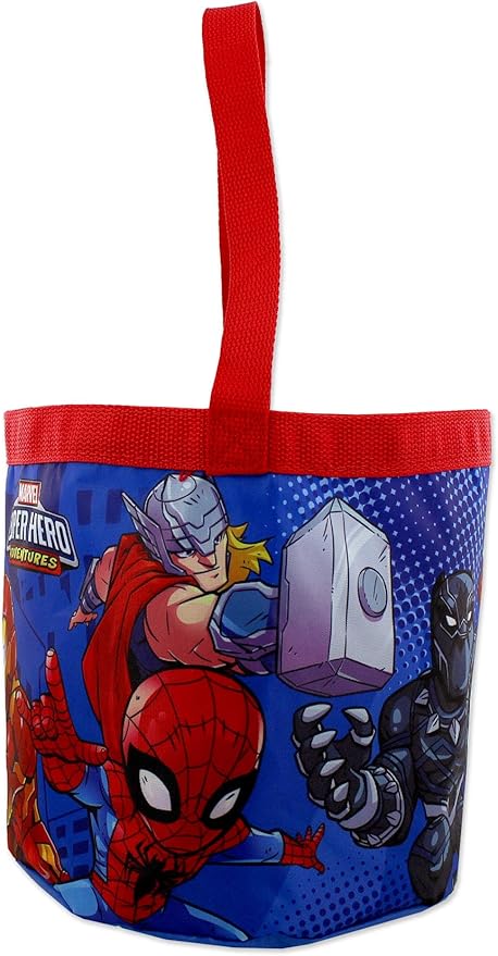 Marvel Super Hero Adventures Boys Collapsible Nylon Gift Basket Bucket Tote Bag
