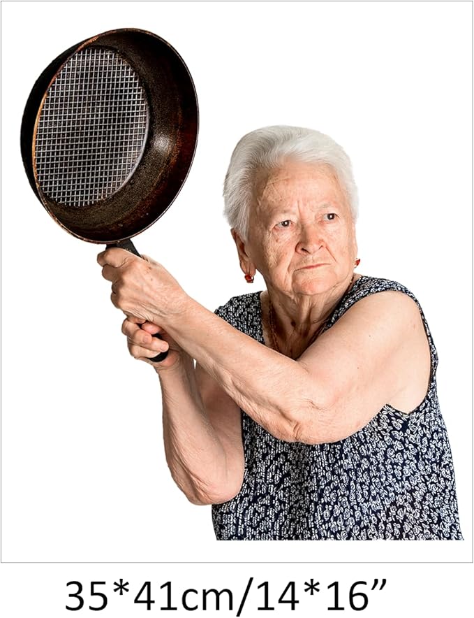 iinuu Senior Woman with Pan Wall Sticker, Old Lady Wall Decal