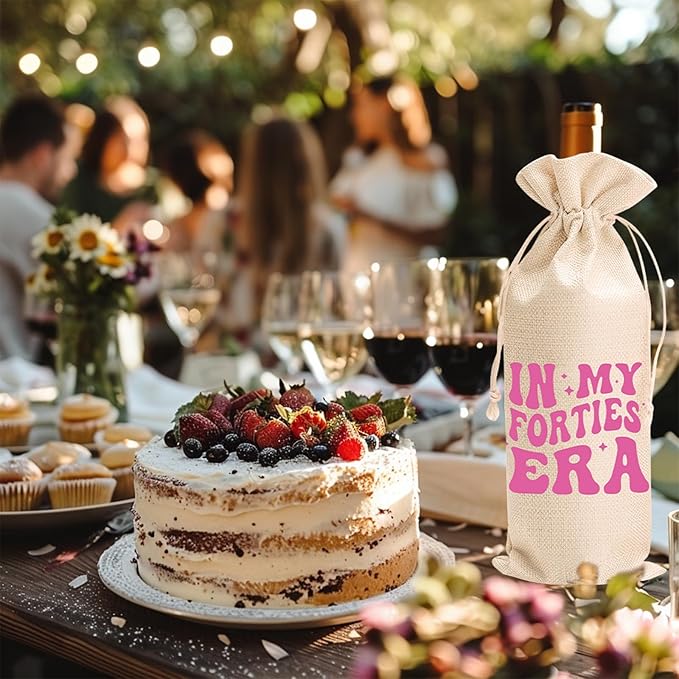 40th Birthday Wine Bag Gifts for Her,40th Wine Bag With Drawstring,Unique Birthday Wine Bag Gifts,Birthday Decorations