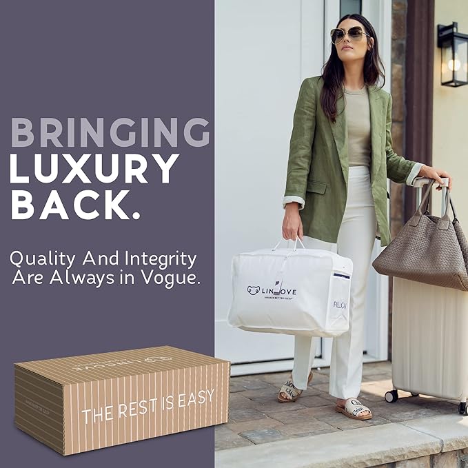 Lincove 100% European Down Venus Pillow – German Down 600 Fill Power, 400 Thread Count Shell, Made in Canada, | Luxe Collection, King - Soft