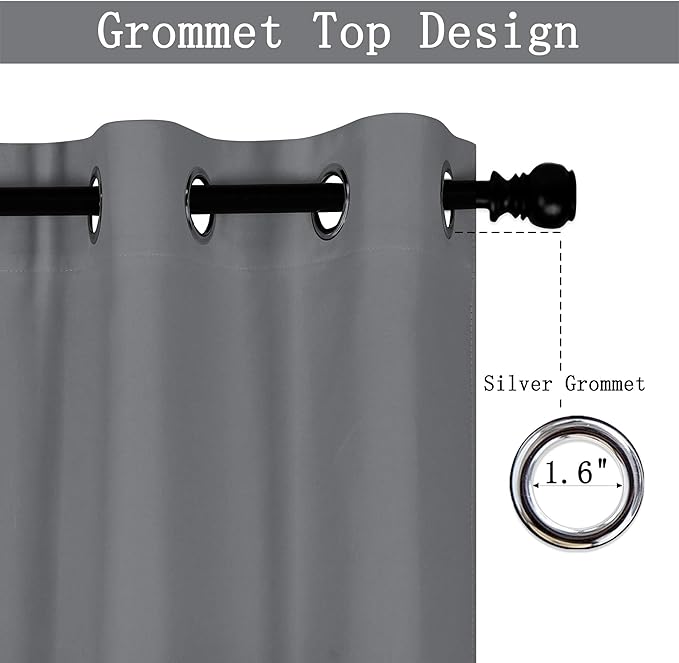 Dark Grey Valance for Bedroom Solid Grommet Top Blackout Thermal Insulated Curtain Valance Window Treatment for Living Room Short Straight Drape Valance for Basement/Loft 100 X18 1 Panel Gray