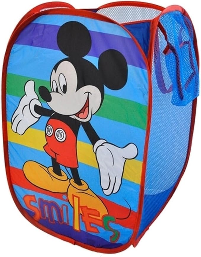 Disney Mickey Mouse Pop Up Hamper with Durable Handles, 21"H x 13.5"W x 13.5" L