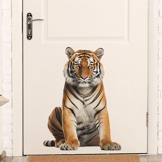 Lifelike Tiger Wall Decal 3D Animals Wall Sticker Safari Wall Decor for Nursery Kid'sroom School Classroom Livingroom Bedroom Bathroom Decoration (Lifelike Tiger 8)