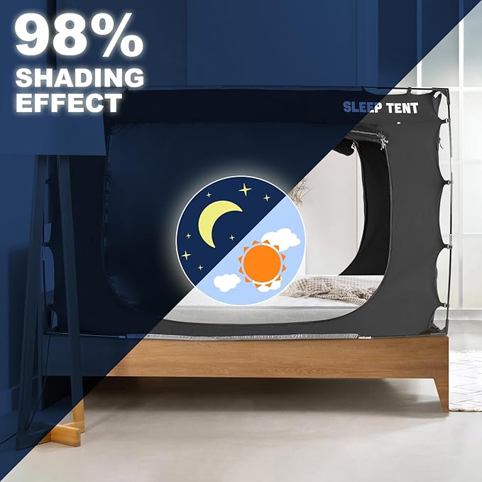 Bed Tent Canopy Queen Size for Adult and Kids Portable Dream Tent Indoor Sleeping Tents 98% Blackout,Breathable Privacy Space on Bed with Three Doors (Mattress Not Included)