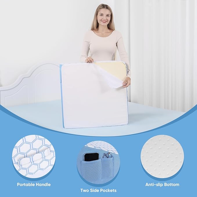 Forias Cooling Wedge Pillow for Sleeping,12" Bed Wedge Pillow for After Surgery,Acid Reflux, Snoring,Memory Foam Top Triangle Pillow Wedge with Breathable Cooling Cover