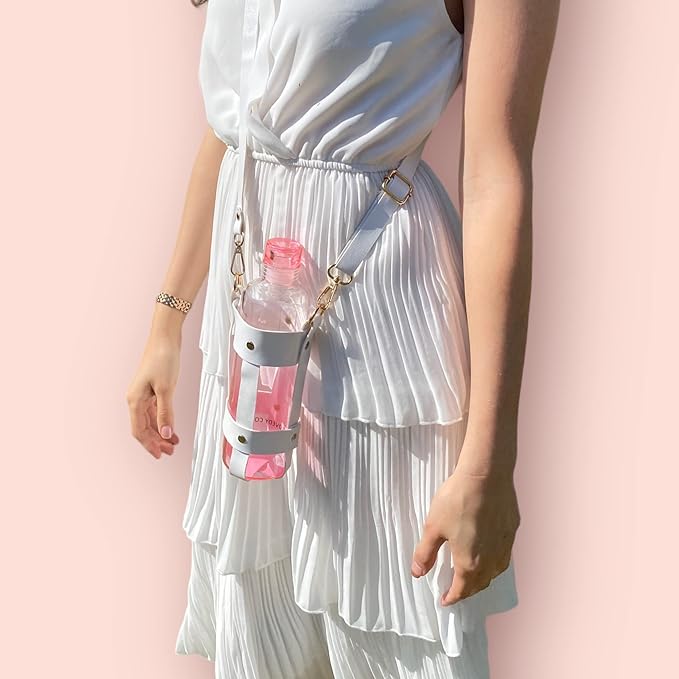 Glass Water Bottle16 oz, 100% borosilicate, Pink, Clear & Blue Motivational Measurements w/Time, BPA-Free, Eco-friendly, for Gym, Sports, Travel, Fitness, or Work. (Clear Pink 500ml)