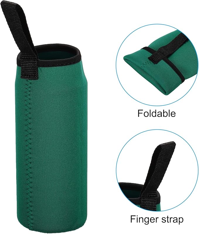 PATIKIL 65mmx180mm Water Bottle Sleeve, 4 Pack Neoprene Insulated Bottle Bag Holder Carrier Pouch with Finger Strap, Dark Green
