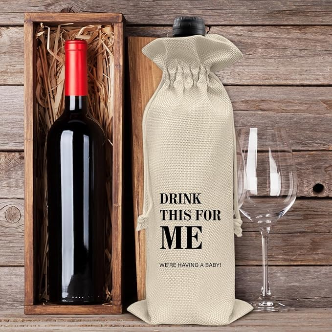 Pregnancy Announcement Wine Bag, Pregnant Reveal Wine Gift Bag, Baby Announcements Gifts for Grandparents Aunt Uncle Friends
