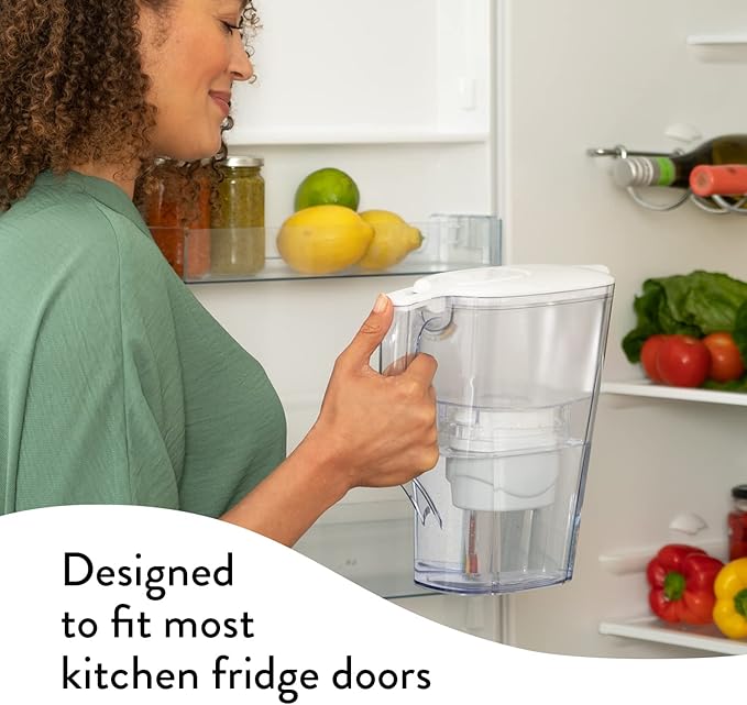 Aqua Optima 5-Cup Water Filter Pitcher Bundle Pack for Tap and Drinking Water with 3 Evolve+ Filter, Reduces Microplastics, Improves Taste, BPA Free, WQA Certified, Liscia Design (White)