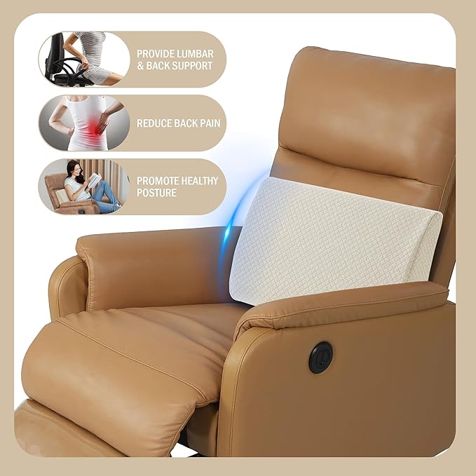 BALAPET Memory Foam Lumbar Support Pillow for Recliner Chair, Extra Large Back Support Cushion for Elderly, Supportive Lumbar Support Pillow, Thick Backrest for Home Reading, 20x14x5, Khaki