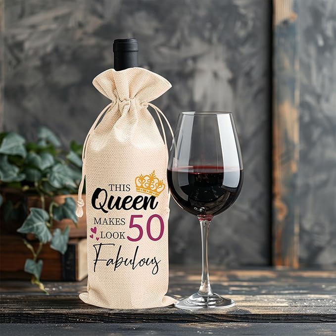 comfit 50th Birthday Wine Bag Gifts for Her,Make 50 Look Fabulous,50th Birthday Wine Bag,50th Birthday,Birthday Decorations