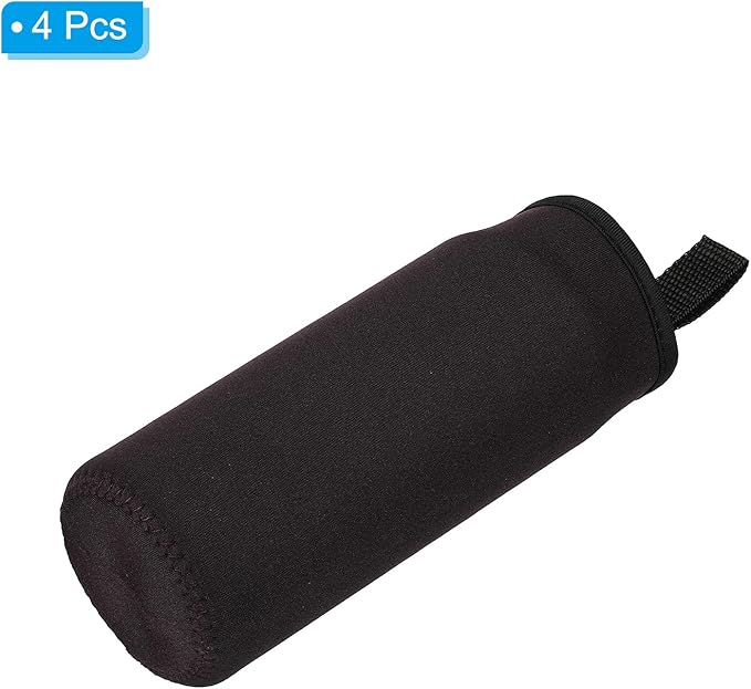 PATIKIL 65mmx180mm Water Bottle Sleeve, 4 Pack Neoprene Insulated Bottle Bag Holder Carrier Pouch with Finger Strap, Black