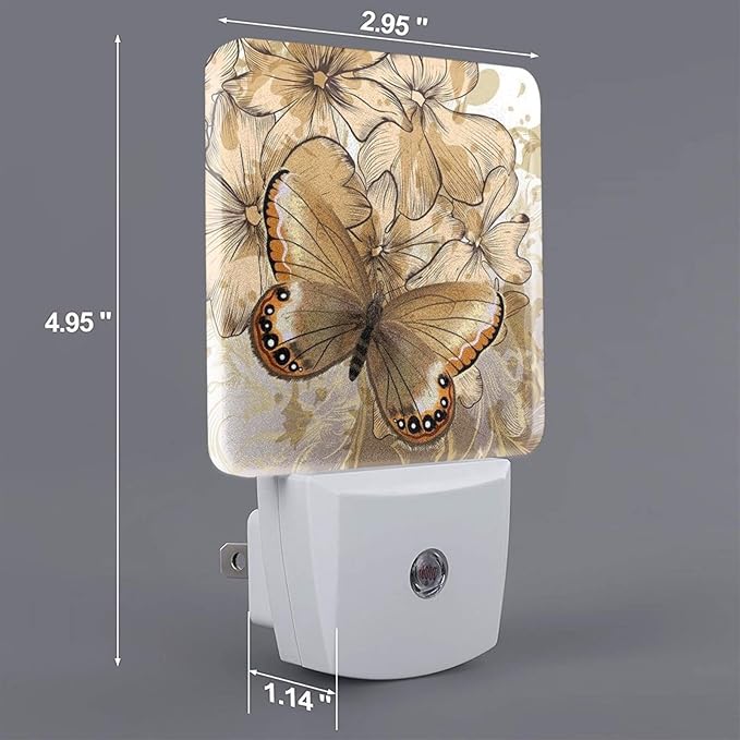 Funny Butterfly Plug in Night Light Plug into Wall LED Nightlight Auto Sensor Dusk to Dawn lamp for Girls Kids Room Bedroom Bathroom Nursery Kitchen Hallway Stairs