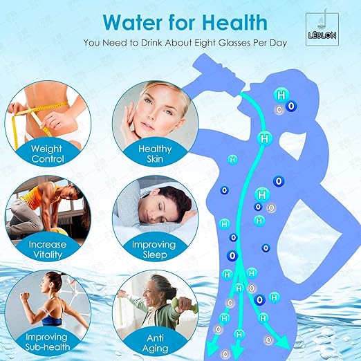 LEBLON™ High-Concentration Hydrogen Water Bottle with Skin Moisturizing Spray and Inhaler, by U.S. PEM SPE Technology, Featuring 5 MIN LED Display and 9000ppb Hydrogen Water Generator Concentration