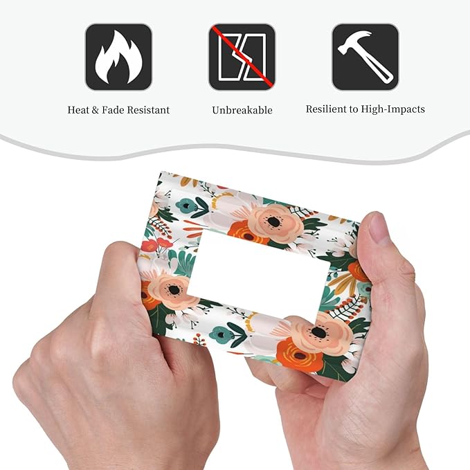 Rustic Floral Boho Colorful Flower 1 Gang Rocker Light Switch Covers Single Decora Outlet Wall Plate Decorative Switchplate Faceplate GFCI for Farmhouse Bathroom Bedroom Kitchen Decor