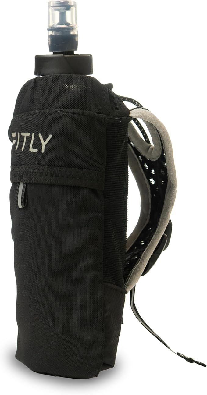 Running Handheld Water Bottle 12 oz Soft Flask - Hand Water Bottle For Runners, Hiking, Skiing & Outdoor Activity - Fits F2, F2, F3 & F4 Collapsible Flask - Hydration Bottle Holder with Pocket