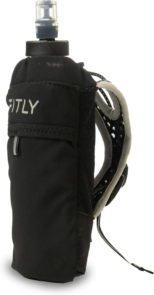 Running Handheld Water Bottle 12 oz Soft Flask - Hand Water Bottle For Runners, Hiking, Skiing & Outdoor Activity - Fits F2, F2, F3 & F4 Collapsible Flask - Hydration Bottle Holder with Pocket