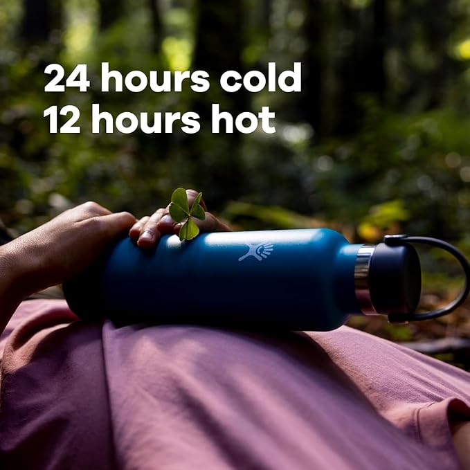Hydro Flask Stainless Steel Standard Mouth Water Bottle with Flex Cap and Double-Wall Vacuum Insulation