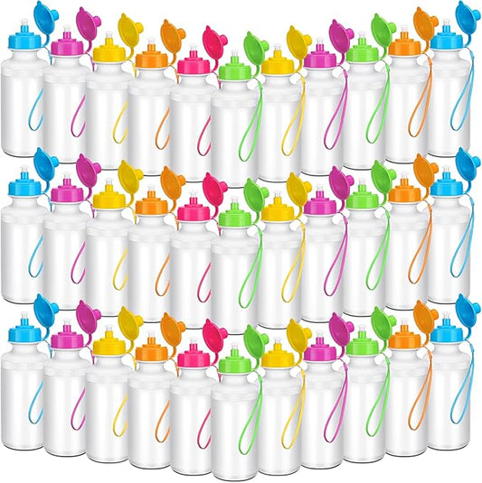 72 Pcs Sports Water Bottles Bulk 20 oz Plastic Water Bottles Reusable Squeeze Water Bottles Team Bottles with Pull Top Cap for Adults Kids Outdoor Cycling Fitness