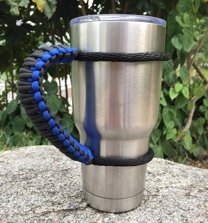 Handmade Paracord Handle for Yeti/Rtic/Ozark Trail Rambler 30 Oz Tumbler. Blue/black