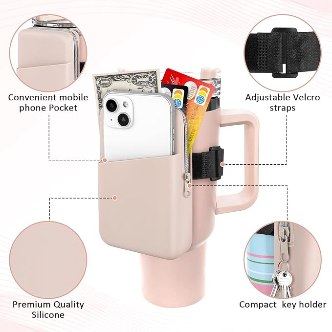 Silicone Water Bottle Pouch For Stanley Quencher Adventure 40 oz & Stanley IceFlow 20oz 30oz, Gym Accessories for Women, Stanley Cup Accessories, Water Bottle Pouch for Sports