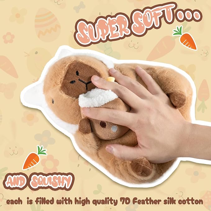 Rabbit Milk Tea Capybara, Cute Capybara Plush Pillow Kawaii Flower Stuffed Aniamls Capybara Plushies Toys Gifts for Kids 11 inch