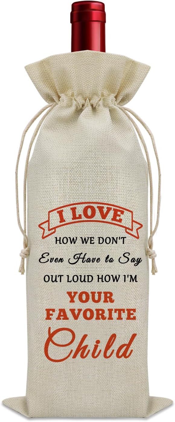 Parents Gifts from Child Wine Bag Mother Day Gift for Mom from Kids Fathers Day Gift from Daughter Son Wine Bottle Decoration Bag Birthday Present for Dad Mom Wine Accessories Gifts for Wine Lovers