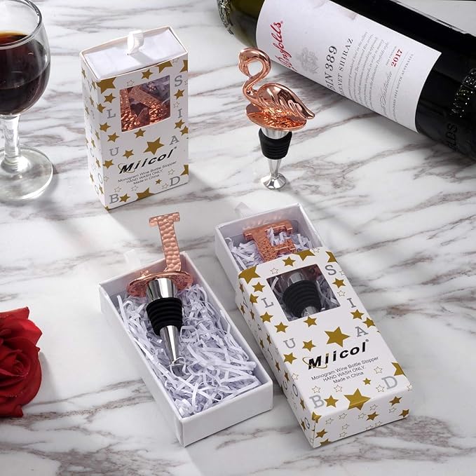 Miicol Wine Stopper, Prosecco Stopper, Wine Bottle Stopper, Personalised Champagne Stopper, Rose Gold Wine Accessories, Wine Lovers Gift, Monogram Gift, Letter J