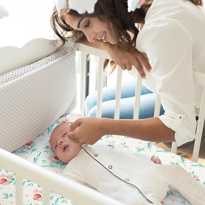 Pack n Play Fitted Sheet. 2 Piece Mini Crib Sheet. Elastic Playard Sheet. Portable Sheet Set. Elastic Convertible Playard Set. Compatible with Graco Pack n Play (Pink Flower)